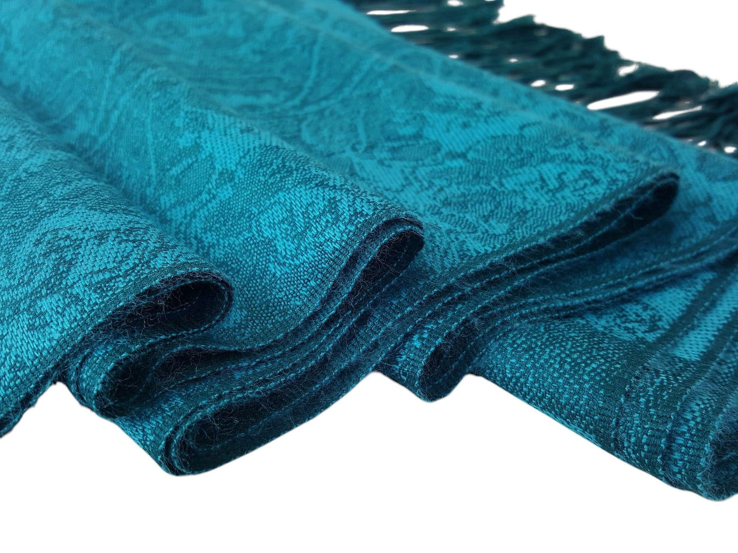 Paisley Pattern Pashmina Style Scarf – Lightweight, Stylish, Boho-Chic Fashion Accessory - Teal Turquoise (P093-TXTL)
