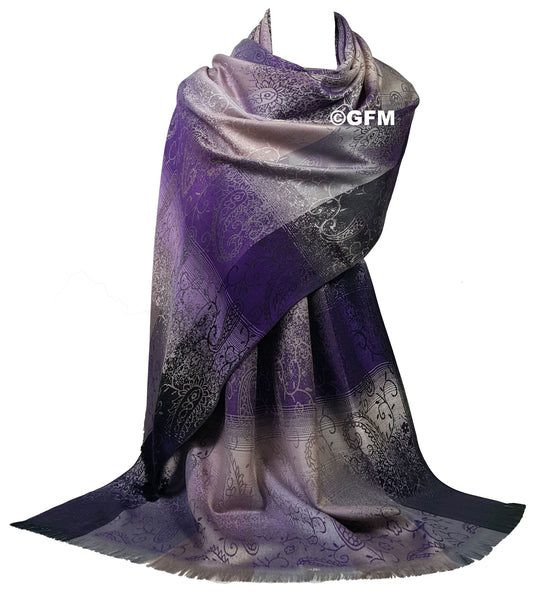 Floral Paisley Pattern Pashmina Style Scarf Shawl for Women - Purple (9321-JMN)