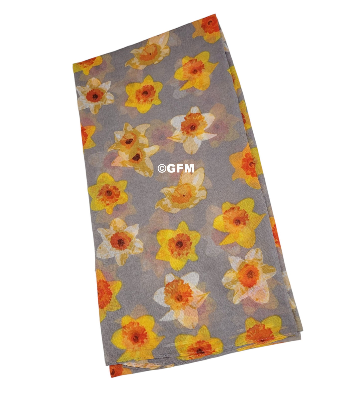 Daffodil Flower Print Scarf - Grey (DAF-05-BH)