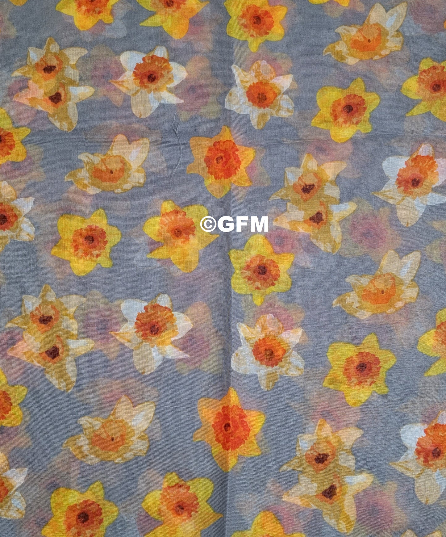 Daffodil Flower Print Scarf - Grey (DAF-05-BH)