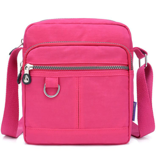 Lightweight Waterproof Small Nylon Crossbody Bag for Women with Multiple Compartments and Adjustable Strap - Hot Pink (9925-CRTGLB)