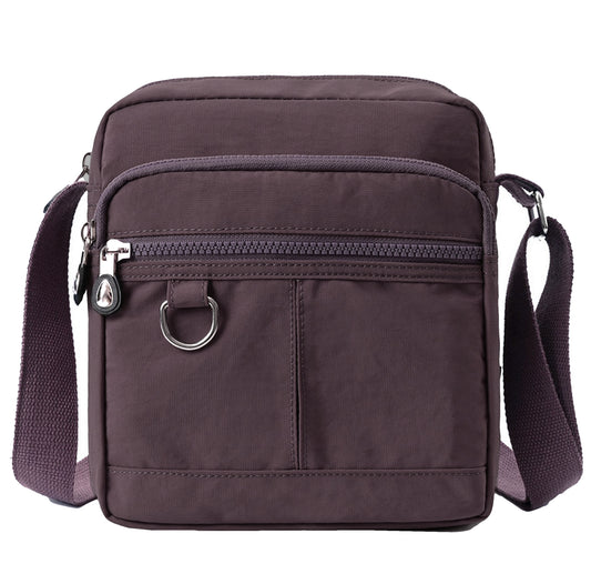 Lightweight Waterproof Small Nylon Crossbody Bag for Women with Multiple Compartments and Adjustable Strap - Dusky Purple (9925-DGLB)