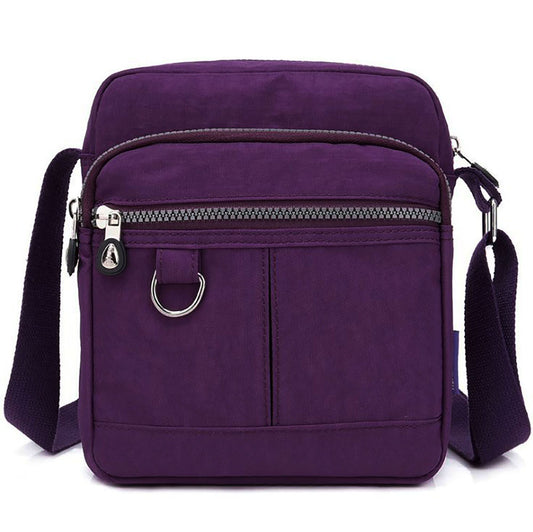 Lightweight Waterproof Small Nylon Crossbody Bag for Women with Multiple Compartments and Adjustable Strap - Purple (9925-GHJMN)