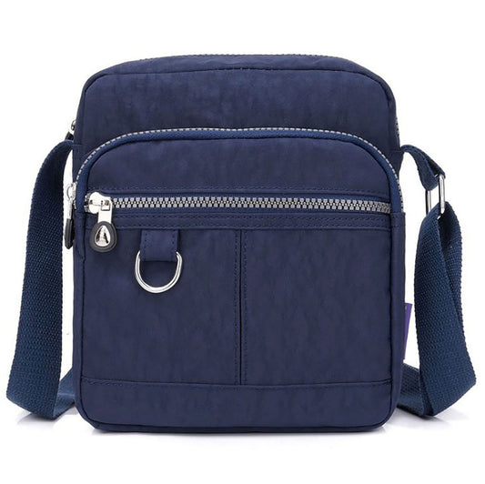 Lightweight Waterproof Small Nylon Crossbody Bag for Women with Multiple Compartments and Adjustable Strap - Navy Blue (9925-GHNL)