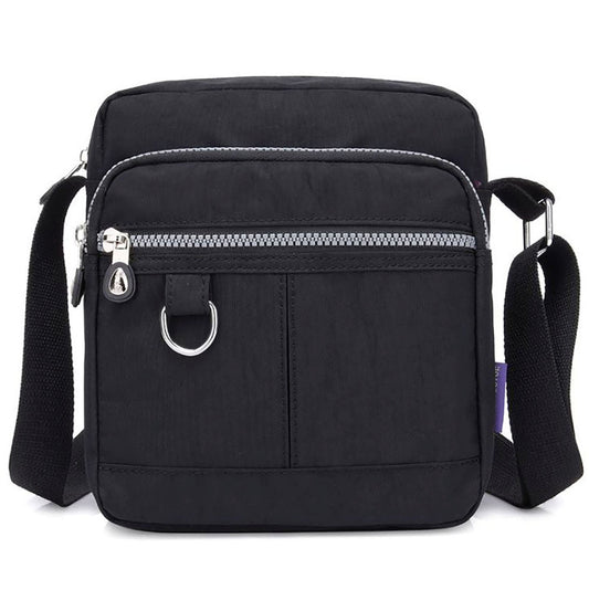 Lightweight Waterproof Small Nylon Crossbody Bag for Women with Multiple Compartments and Adjustable Strap - Black (9925-KL)