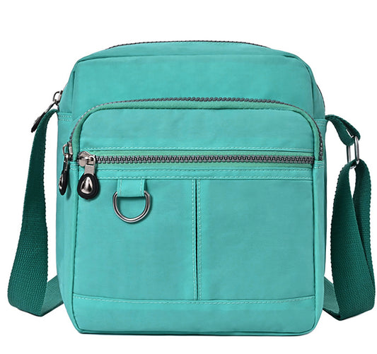 Lightweight Waterproof Small Nylon Crossbody Bag for Women with Multiple Compartments and Adjustable Strap - Lake Green (9925-LakeHR)