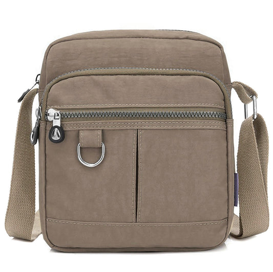Lightweight Waterproof Small Nylon Crossbody Bag for Women with Multiple Compartments and Adjustable Strap - Beige (9925-TR)